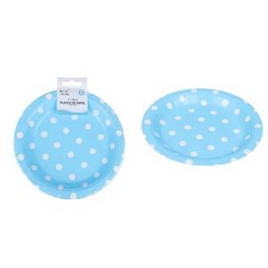 Juego de 10 Platos de Papel de 7 Pulgadas con Puntos Azules de la Marca Peiyong para Fiestas y Eventos, Venta al por Mayor, Hecho en China - Product Image 1