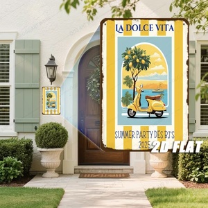 Targa in Metallo La Dolce Vita, Placca in Latta Scooter Estivo Italiano, Decorazione Murale Vintage per la Casa - Product Image 3