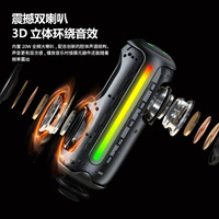 Nouveau haut-parleur sans fil - Haut-parleur portable étanche pour l'extérieur avec basses ultra-puissantes et système audio en tissu rond avec éclairage RGB