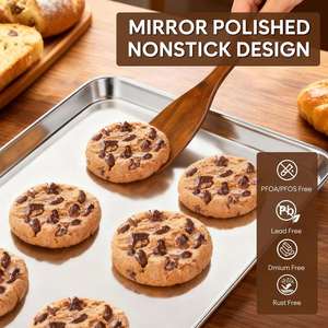 Bandeja de Horno Cuadrada de Aleación de Aluminio Resistente, Apta para Horno, con Bordes Reforzados y Enrollados, Plegable, Ecológica, para Galletas y Restaurantes - Product Image 3