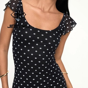 Robe longue de luxe personnalisée à pois noirs, douce pour la peau, de haute qualité, 100% rayonne voile, robe décontractée - Product Image 6