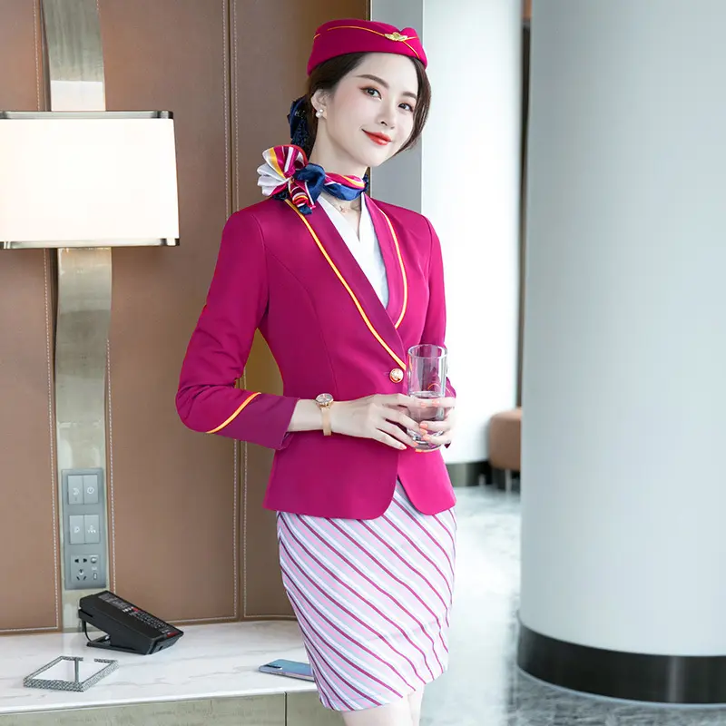 Elegant Slim-Fit Stewardess Uniform Women's Aviation KTV Princess Work Clothes Hotel Beauty Business Suit for Airline Uniforms