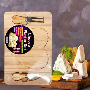 Tabla de servir de madera rectangular y juego de cuchillos de acero inoxidable, tabla de quesos y bandeja de regalo de herramientas para servir <span class=keywords><strong>pizza</strong></span> - Product Image 2