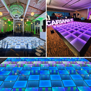 자석식 휴대용 3D 인피니티 미러 <span class=keywords><strong>LED</strong></span> 댄스 플로어 타일 – 웨딩 및 디스코 무대용 3D 댄스 플로어 조명 - Product Image 2