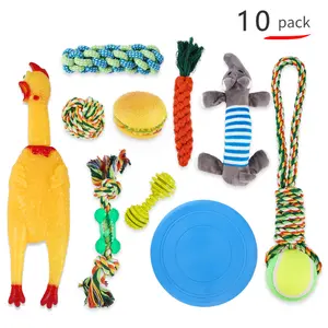 Toptan eğlenceli 12 paket Pet Squeaky halat oyuncak hediye interaktif römorkör köpek çiğneme oyuncakları seti köpek oynamak için