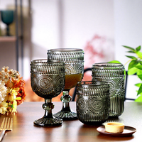 Ensemble de verrerie vintage en verre gaufré motif tournesol, 10 oz, coloré, comprenant des gobelets à vin, des verres Hi-ball, des verres tumbler et des verres rétro sans plomb pour eau et jus