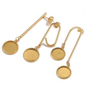 Base de piedras preciosas de acero inoxidable para hacer pendientes, joyería Diy, accesorios hechos a mano, venta al por mayor - Product Image 4