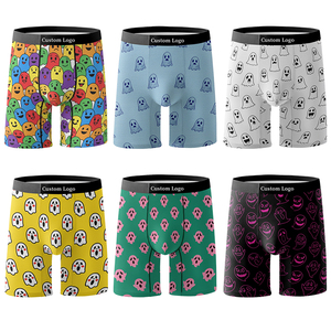 Boxer personnalisé avec logo, boxer en coton pour homme, caleçons basiques pour homme, caleçons d'Halloween avec impression numérique de <span class=keywords><strong>fantôme</strong></span>, logo Pacture, sous-vêtements de sport pour homme - Product Image 1