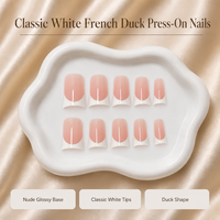 Y215 Kaixin Factory Faux ongles à presser forme bec de canard haute brillance, style French, rose nude et blanc, pour usage intérieur, Fournisseurs