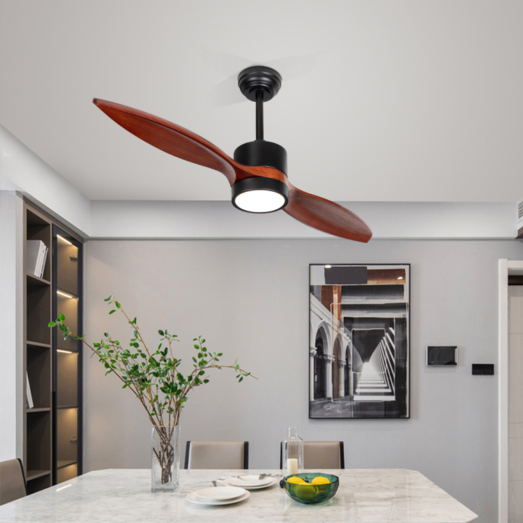 High Quality Remote Control 42 inch 2 Blades Solid Wood Decorative Indoor Led Ceiling Fan