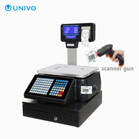 Balance de comptoir UNIVO UBSFS-30 avec affichage numérique, acier inoxydable, précision 1g, garantie 2 ans, impression d'étiquettes codes-barres, 1g 6