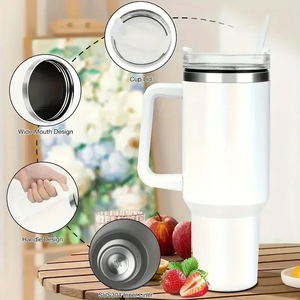 Gobelet isotherme 40oz avec paille et poignée, en acier inoxydable 304, pour café, tasse de voiture, garde les boissons froides, avec couvercles, tasse thermos - Product Image 6