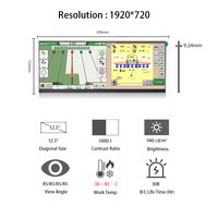 IVO Panel LCD 12.3 "1970*720, layar navigasi pertanian R0 tampilan sangat lebar modul LCD 12.3 inci