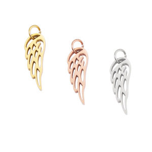 <strong>Angel</strong> Wing Stainless Steel Jewelry <strong>Charm</strong> 7*20MM Silver / Gold / Rose Gold Small Pendant <strong>Charms</strong> for Jewelry Making - Product Image 1