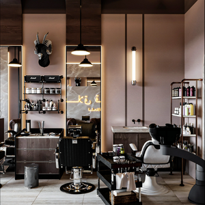 Yuvarlak aynalar ile özelleştirilmiş Modern erkek berber dükkanı mobilyası tasarım kuaför tezgahlar - Product Image 2