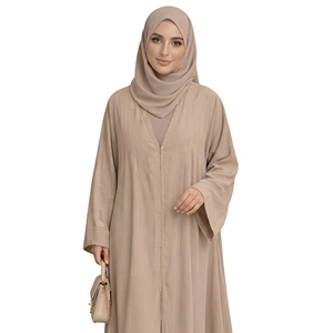 Luxury Beige Beaded Embroidered Open Front <b>Abaya</b> for <b>Women</b> | Elegant Modest Islamic Wear - Product Image 1