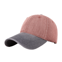 Casquette de baseball unisexe en denim lavé, coton doux, style vintage colorblock, réglable, à carreaux, tendance, protection solaire, vente en gros