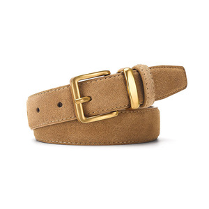 Cinturón de Cuero de Gamuza Marrón Vintage con Hebilla de Aleación para Hombre y Mujer, Estilo Retro Coreano Informal - Product Image 1