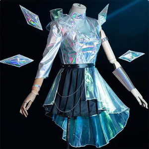 Nuovo Costume Cosplay <span class=keywords><strong>K</strong></span>/<span class=keywords><strong>DA</strong></span> All Out Seraphine di League of Legends, Outfit Olografico per Performance - Product Image 4