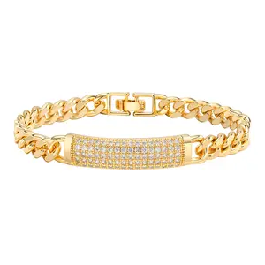 Bracelets de chaîne de couleur or brillant pour femmes, Bling CZ Stone Heart Animal Charm Cuban Chain Link Bracelet Jewelry Bracelet
