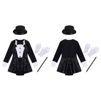 Costume de danse lyrique pour filles de 4 à 14 ans, ensemble de costumes de magicien, ensembles de justaucorps pour cosplay, déguisement, performance, fête à thème, jeu de rôle