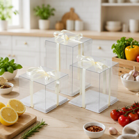 Boîte à gâteau portable haute transparence pour animaux de compagnie avec impression personnalisée pour la présentation de pâtisseries de mariage, les cadeaux de boulangerie et l'emballage de gâteaux