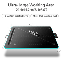 Tableta de dibujo gráfico digital, dispositivo con 5 teclas de presión personalizadas, niveles de presión 8192, PC, el más vendido