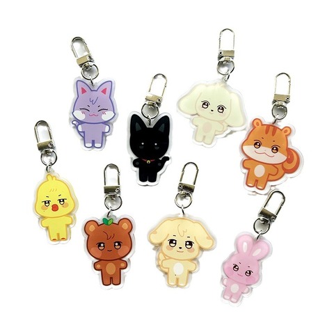 Korea Cartoon Fashion Idol Keychain Custom Kpop Acrylic Keyring With UV Printing Bulk Stock Made From Plastic and Alloy