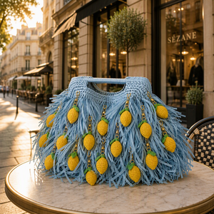 Borsa da Spiaggia di Lusso 100% Fatta <span class=keywords><strong>a</strong></span> Mano con Nappe in Rafia, Borse all'<span class=keywords><strong>Uncinetto</strong></span>, Pochette da Sera per Matrimoni da Donna di Lusso - Product Image 1