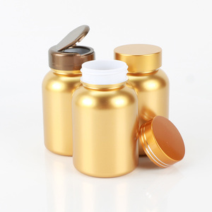 Pot de complément alimentaire en plastique doré de luxe, couvercle multicolore en option, flacon vide pour capsules, comprimés et compléments alimentaires - Product Image 5