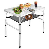 Table pliante en alliage d'aluminium pour barbecue de camping en plein air avec pieds réglables