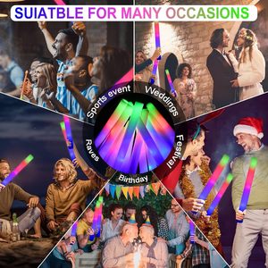 VANTUR Colorful Glow <b>Sticks</b> <b>LED</b> Foam Cheer Tube Sponge Wands Plastic Adult Party Concert Supplies Indoor Outdoor - Product Image 4