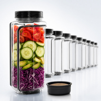 Bol à salade Fullstar avec couvercle à ouverture latérale, solution pour le déjeuner, récipient à salade avec compartiment à vinaigrette anti-fuite