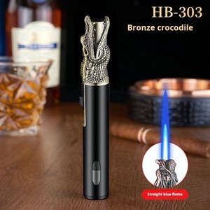 Mini Dragon Jet Flamme Rechargeable Butane Torche Briquet Coupe-Vent Drô<span class=keywords><strong>le</strong></span> Creative Business Cadeau Idée pour Cheminée À Gaz Cigarette - Product Image 6