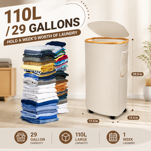 Manufacturer Laundry <strong>Hamper</strong> Basket with extra Storage Bag Lid Round Handwoven Laundry Basket with Removable <strong>Mesh</strong> Bags - Product Image 2