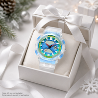 Reloj Digital Deportivo Resistente al Agua con Doble Hora, Blanco Esmerilado Translúcido, con Logotipo Personalizado al por Mayor para Estudiantes
