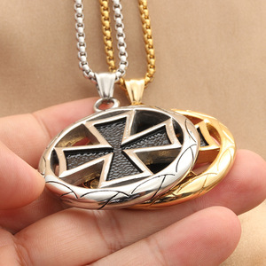Stainless Steel <b>Cross</b> Pendant Necklace Men's Geometric Design Punk Retro Style 280387 - Product Image 2