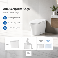 Bidet WC CUPC sans électricité, à siphon en S, conforme ADA, en céramique, avec commande mécanique latérale et réservoir d'eau intégré