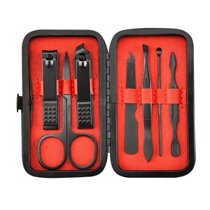 Rosso 18/15/12/7 pezzo in acciaio inox nero tagliaunghie toelettatura Kit con custodia da viaggio in pelle <span class=keywords><strong>Manicure</strong></span> <span class=keywords><strong>Set</strong></span> - Product Image 3