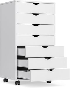 Archivador Móvil Moderno de 7 Cajones <span class=keywords><strong>con</strong></span> <span class=keywords><strong>Ruedas</strong></span>, Organizador de <span class=keywords><strong>Escritorio</strong></span>, Archivador Vertical, Soporte Rodante de Madera <span class=keywords><strong>para</strong></span> Impresora Pequeña, <span class=keywords><strong>para</strong></span> el Hogar - Product Image 1