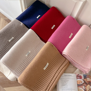 冬用スカーフ100% ウール180 * 30cm無地ニットスカーフ多用途の暖かい女性用スカーフ - Product Image 1