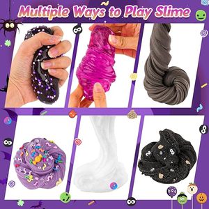 Kit de slime d'Halloween pour enfants, ensemble de slime transparent effet <span class=keywords><strong>nuage</strong></span>, avec breloques effrayantes, perles en mousse et paillettes, OEM, idéal pour les fêtes et la vente en gros - Product Image 5