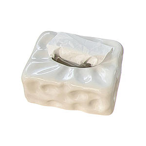 Creative Waterproof Ceramic <b>Tissue</b> <b>Box</b> with Removable Paper Handmade Modern Simple Design for Hotel & Restaurant Use - Product Image 4