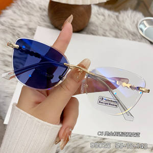 แว่นกันแดดทรงแคทอายไร้กรอบ รุ่น KJ-95028 สำหรับผู้หญิง เลนส์ PC ป้องกันรังสียูวี 400 น้ำหนักเบา กรอบพลาสติกและโลหะ ระดับป้องกันแสงแดดคลาส 2 - Product Image 5