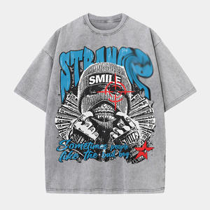 Entrepôt local américain : T-<span class=keywords><strong>shirt</strong></span> graphique lavé « Strang Smile Sometime People Like the Bad Boy » multicolores, design personnalisable - Product Image 2