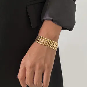 SHIXIN металлический широкий браслет-цепочка с крупными звеньями, пряжка, персонализированный браслет, золотой, серебряный браслет для женщин