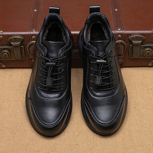 Chaussures de course pour hommes en cuir véritable pour l'hiver avec semelle intermédiaire en EVA, semelle extérieure en caoutchouc, doublure douce et amortissante, protection des orteils, chaussures décontractées pour papa - Product Image 4