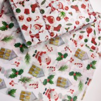 Papier d'emballage cadeau personnalisé avec des éléments de Noël du Père Noël, papier kraft jetable imperméable et recyclable, série de Noël