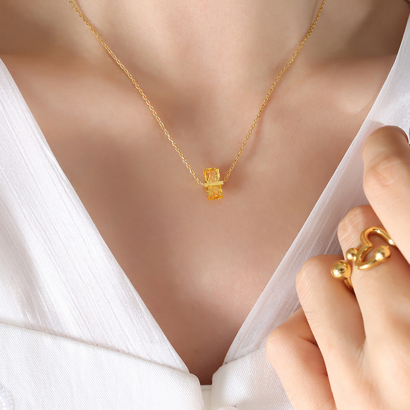 Collier zircon jaune novembre
