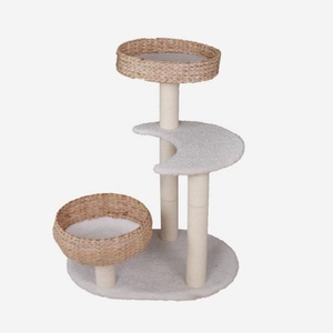 2-Level Eco-Friendly Wood <strong>Cat</strong> Climbing <strong>Post</strong> | Plush-<strong>Wrapped</strong> Design for <strong>Scratching</strong> Playing-Multi-Level Pet Activity Center Carton - Product Image 6